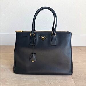 Prada Galleria Saffiano Black Leather Tote Bag